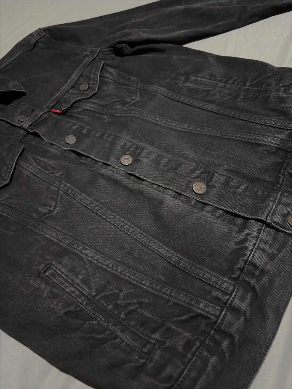 Levi’s Black Denim Trucker Jacket Size Medium - Excellent Condition - Picture 5 of 11